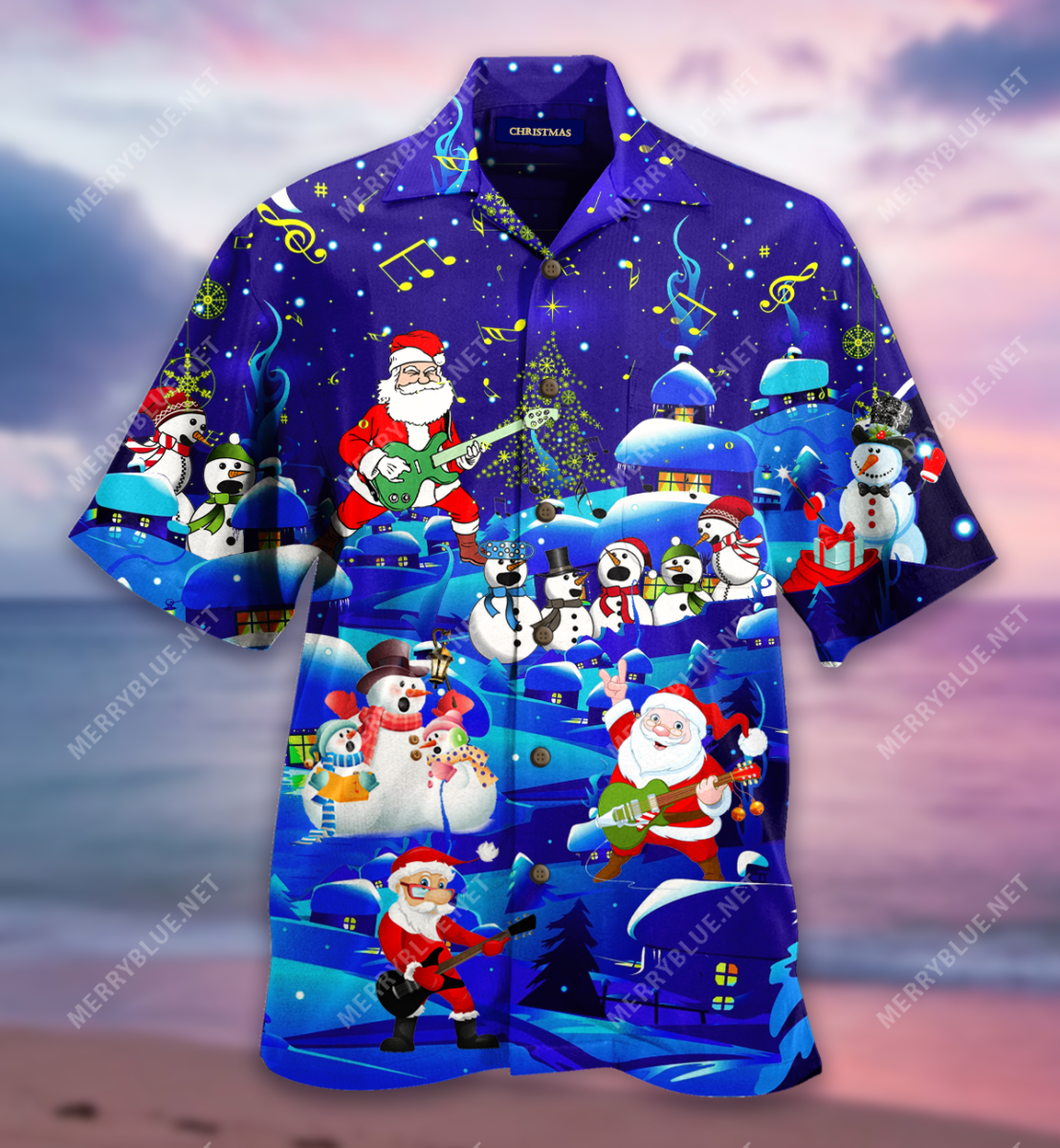 Santa Snowman Sing Christmas Song Unisex Hawaii Shirt Ha81509