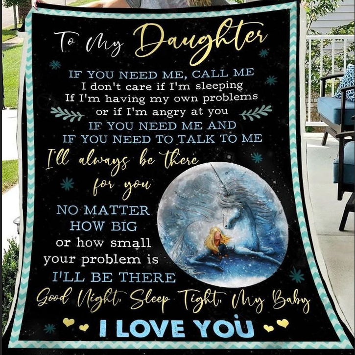 To My Daughter Fleece Blanket – If You Need Me, Call Me Gift For Daughter From Mom Birthday Gift Home Decor Bedding Couch Sofa Soft