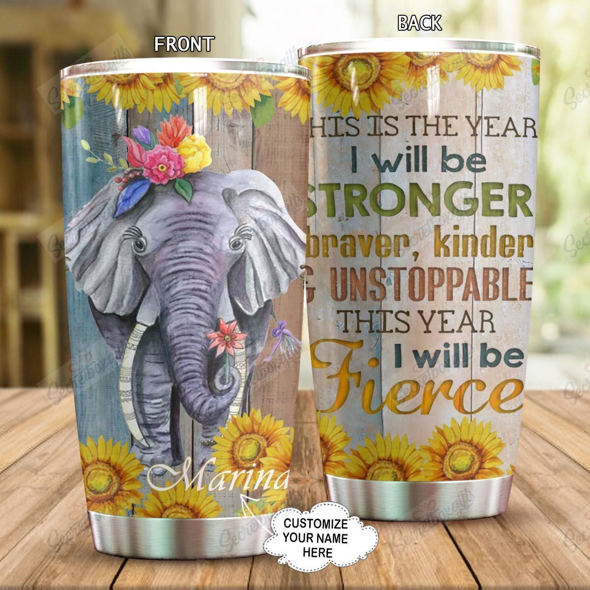 Personalized Elephant I Will Be Fierce Th0911356Cl Stainless Steel Tumbler Customize Name, Text, Number