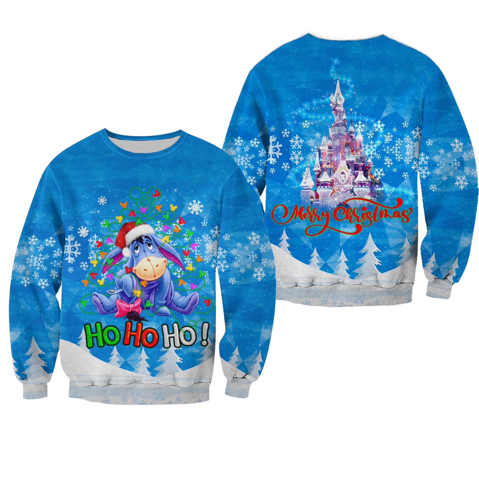 Unifinz Dn Christmas Sweater Winnie The Pooh Sweater Eeyore Hohoho Merry Christmas Blue Ugly Sweater 2022