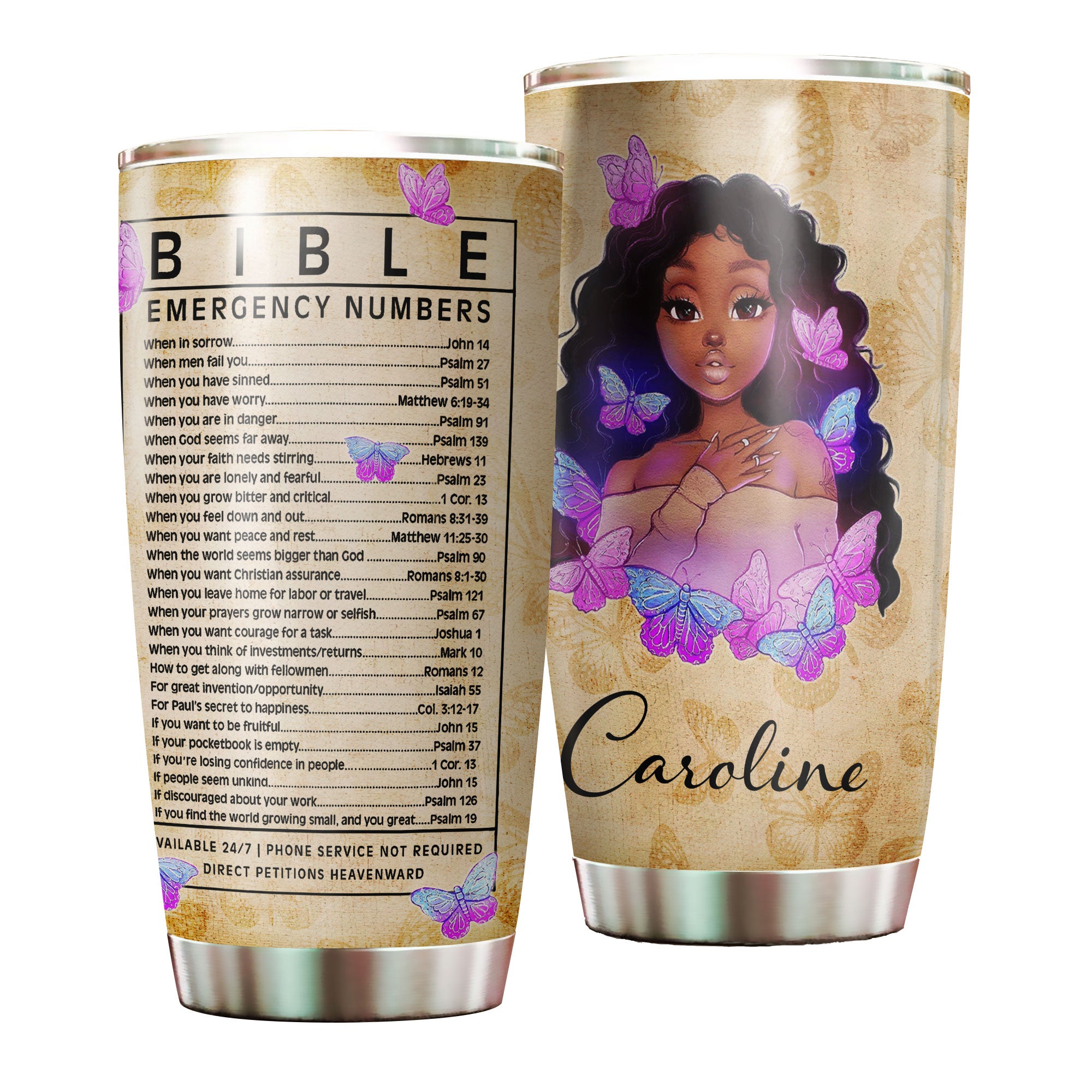 Personalized Black Women Faith Stainless Steel Tumbler – Double-Walled Insulation Vacumm Flask – Gift For Black Queen, International Women’S Day, Hippie Girls