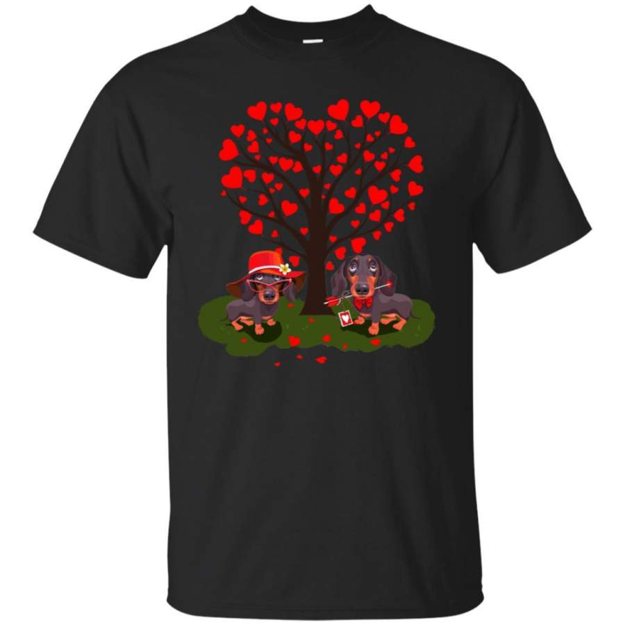 Valentine Dachshund Couple Heart Tree Shirt