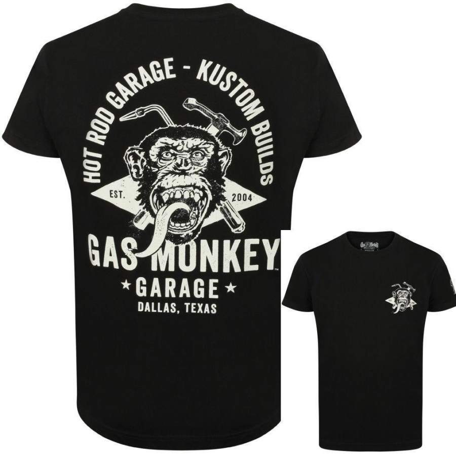 Details about  Official Gas Monkey Garage Mens Essentials Torch & Hammer T-Shirt GMG