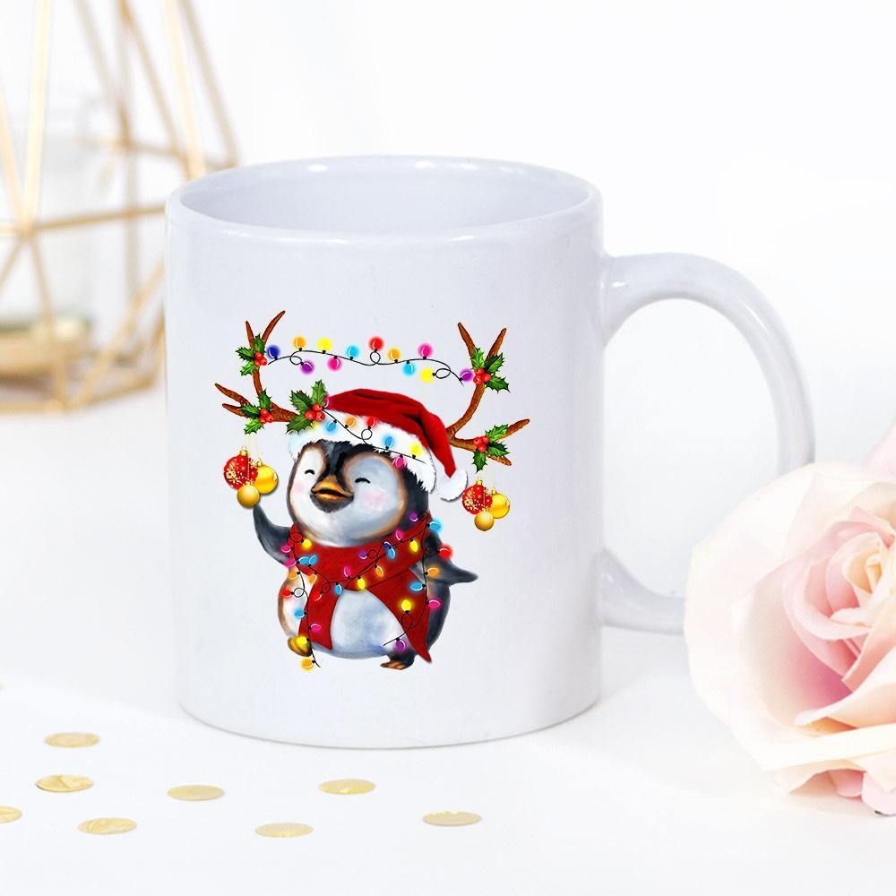 Penguin Gorgeous Reindeer Merrychristmas Xmas Led Great Gift For Christmas White Mug