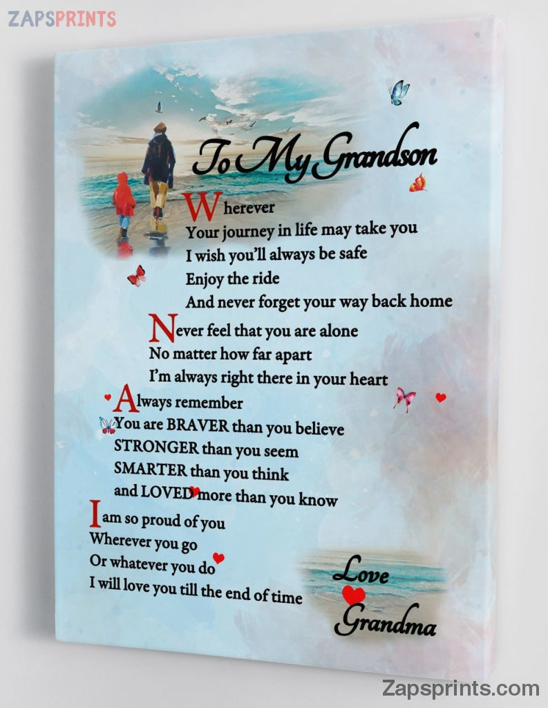 Grandchildren Canvas  – To My Grandson – From Grandma – Framed Canvas Gift Gms038 – Drandkids Canvas Artblankets.