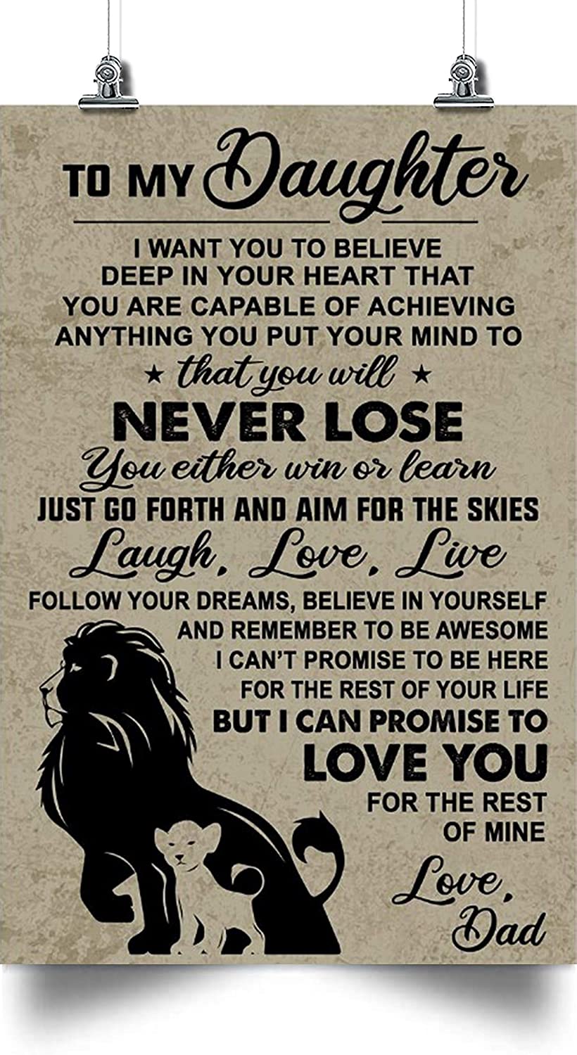 Lion Poster – to My Daughter – Never Lose – Holiday’s Daughter Gift, to My Daughter Poster, Daughter Gift from dad, Daughter Gift Poster