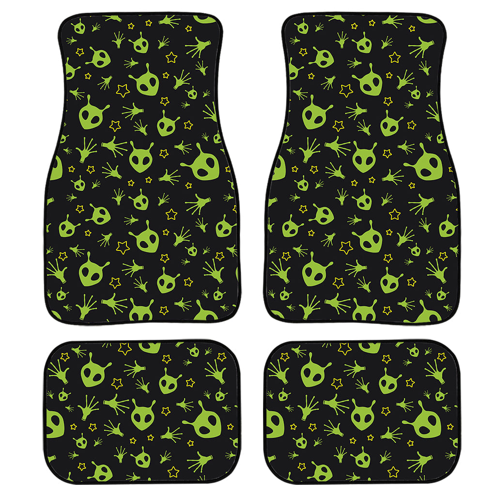 Cute Green Alien Pattern Print Front And Back Car Floor Mats, Front Car Mat