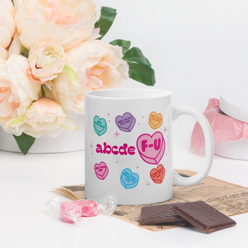 Abcdefu Lyric Funny Mug | Single Gift | Candy Hearts