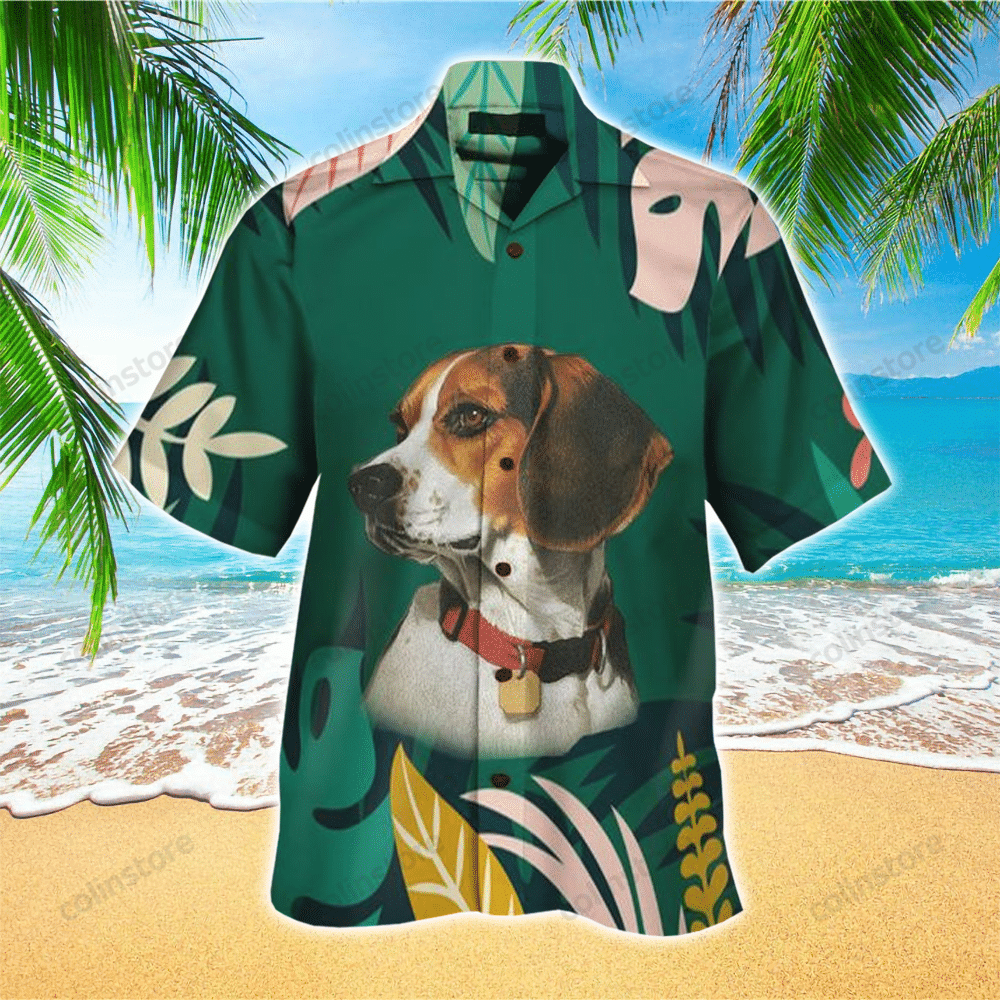 Beagle Hawaii Button Up Shirt Aloha Ha55255