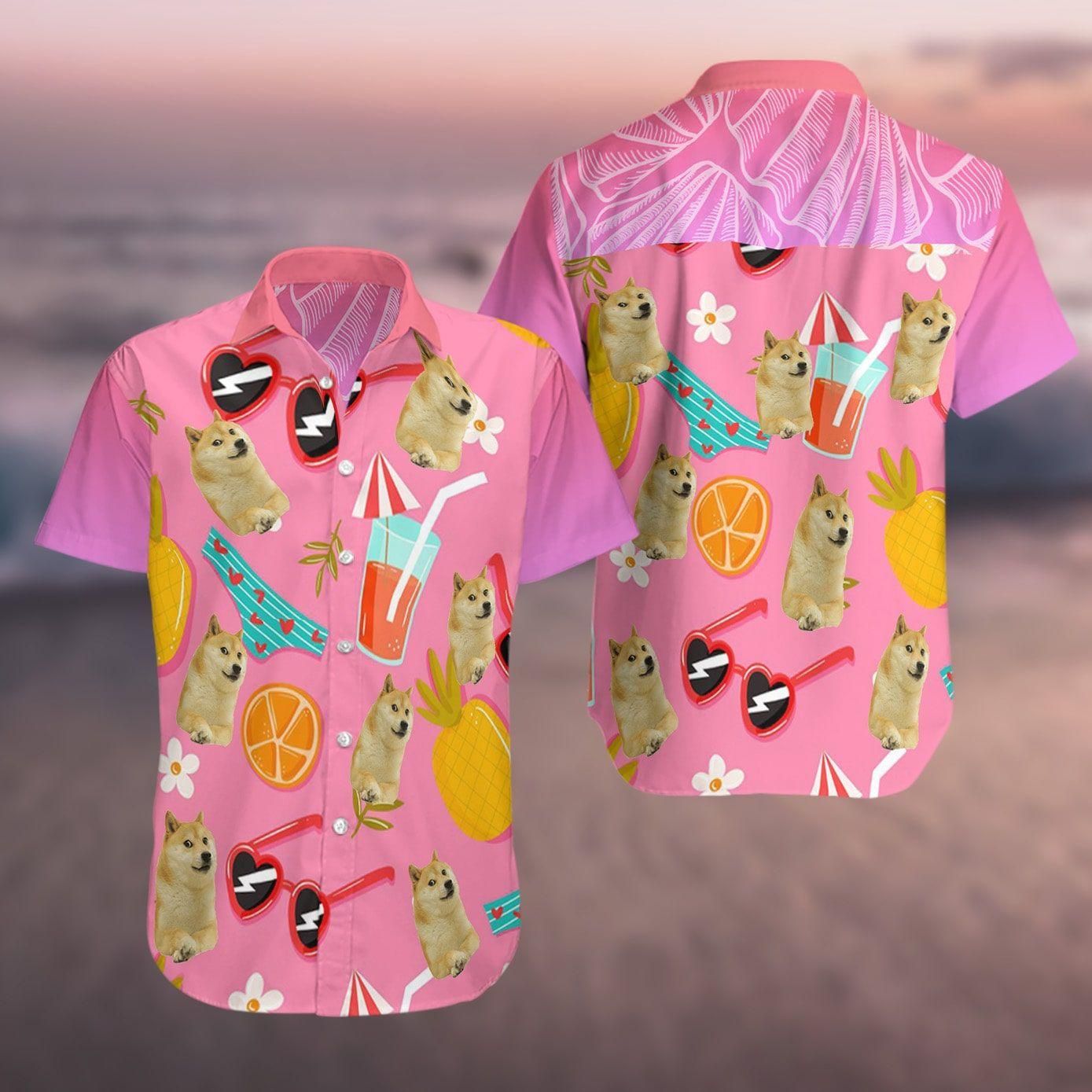 Shiba Inu Aloha Hawaii Shirt Colorful Short Sleeve Summer Beach Casual For Men And Women Ha7636