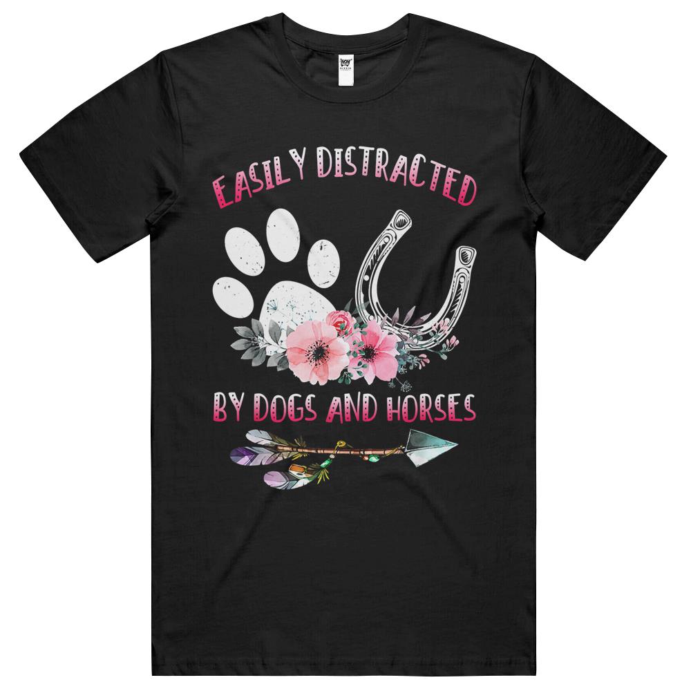 Horse Shirts For Women Easily Distracted By Dogs And Horses T Shirts