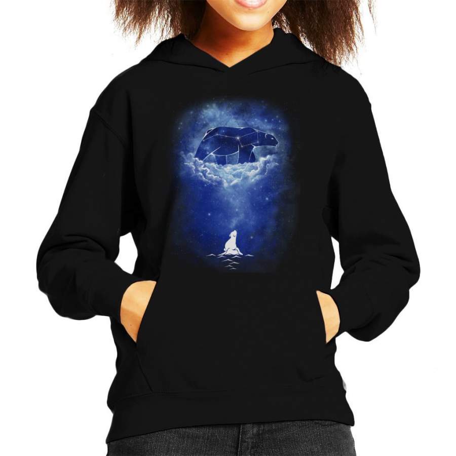 Starry Frozen Sky Polar Bear Kid’s Hooded Sweatshirt