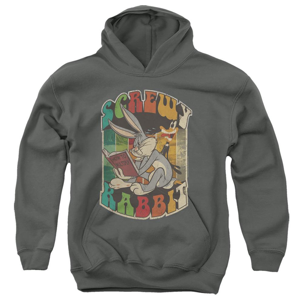 Looney Tunes Screwy Rabbit Kids Youth Hoodie Charcoal