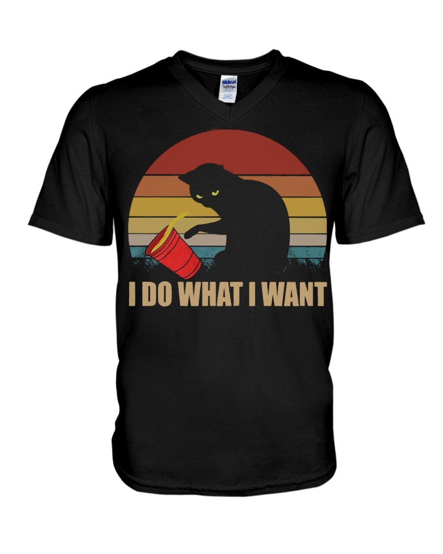 Cat I Do What I Want Retro Vintage For Cat Lovers Guys V-Neck