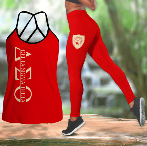 Delta Sigma Theta Sorority 1913 Criss-Cross Tanktop And Legging Set