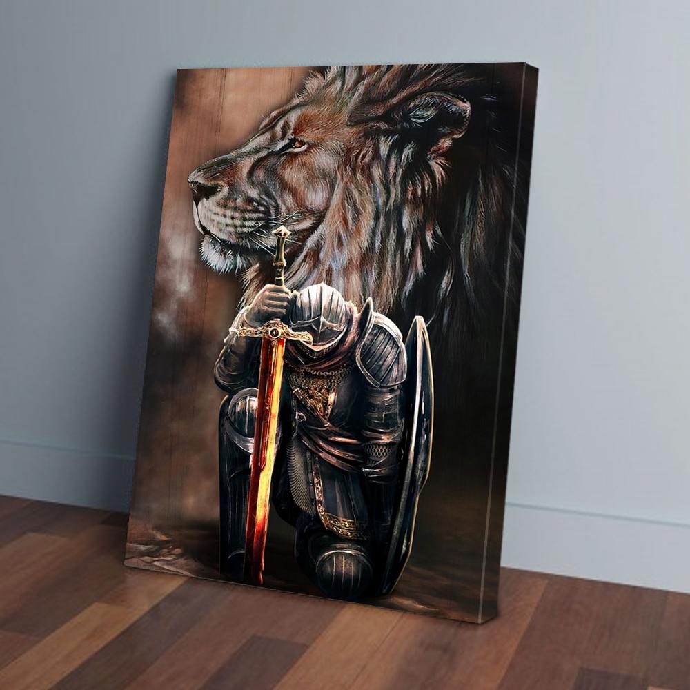 Warrior Of Jesus Lion Vertical Matte Canvas Wall Art