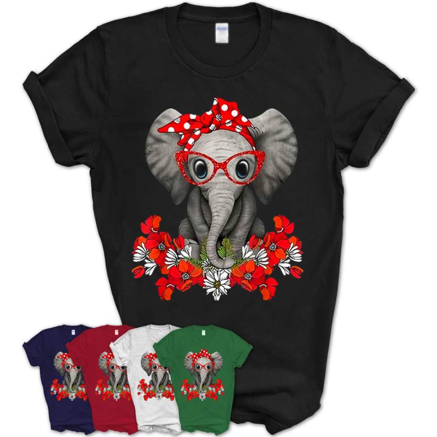 Save The Elephants T-Shirt Elephant Mom Red Bow Woman