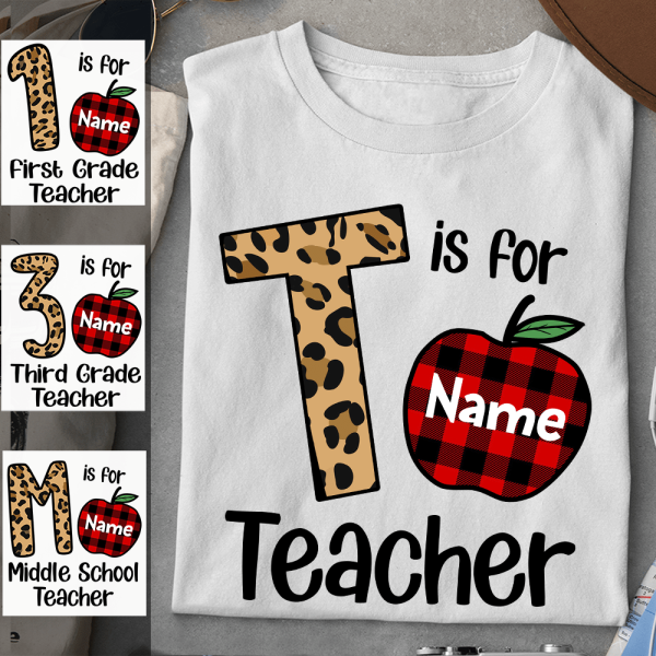 Leopard Pattern Is For Teacher Back To School Gift Ideas Custom Name Personalized Shirt