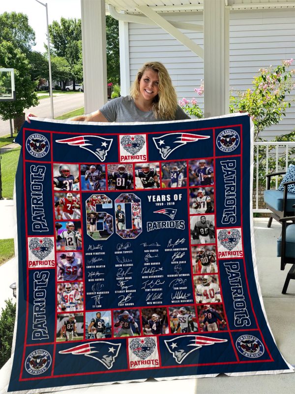 New England Patriots 60 Years Quilt Blanket I1D1