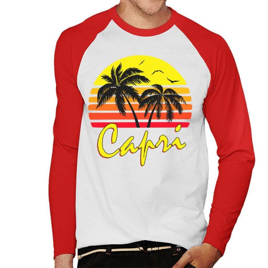 Capri Vintage Sun Men’s Baseball Long Sleeved T-Shirt