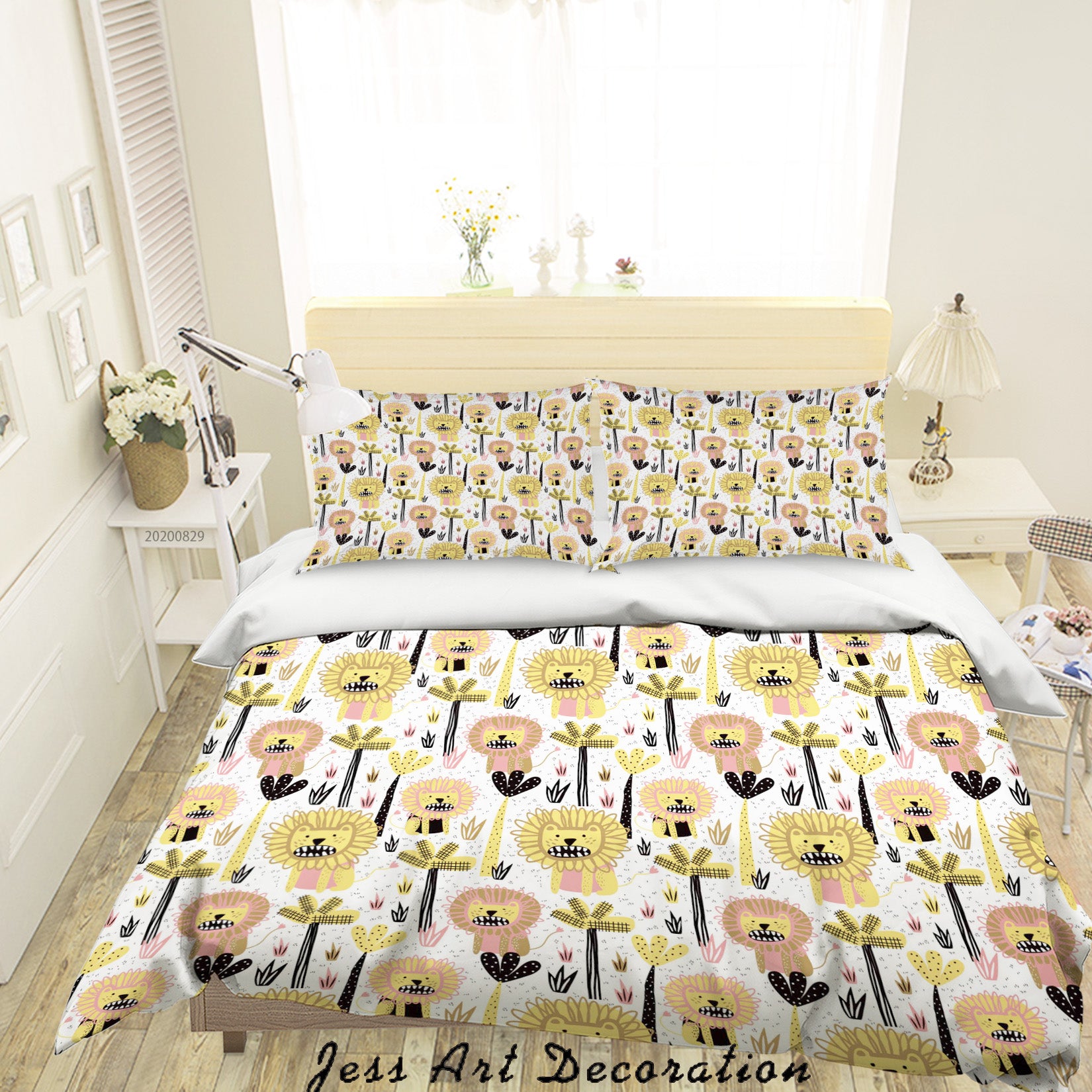 3D Abstract Hand Draw Cartoon Lion Pattern Quilt Cover Set Bedding Set Duvet Cover Pillowcases Wj 3505