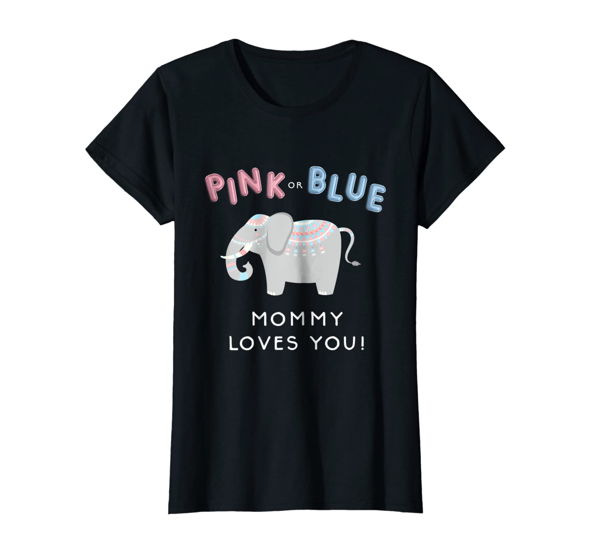 Womens Elephant Gender Reveal Shirt Mommy Mom Baby Shower