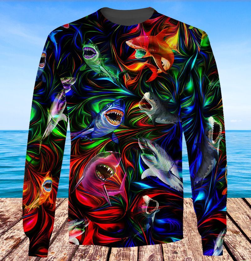 Colorful Sharks Full Print 3D Sweatshirt