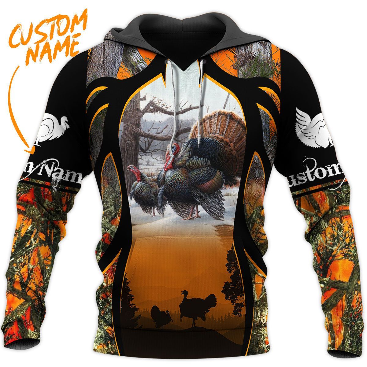 TDT212009A25MB TURKEY HUNTING CUSTOM NAME COLLECTION HOODIE PP