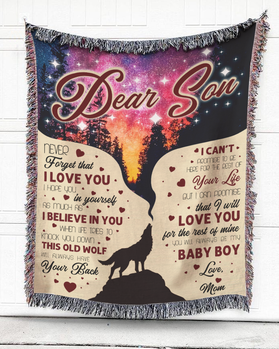 Woven Throw For Kids Birthday Gift, Wolf – Dear Baby Child, Cotton Blanket