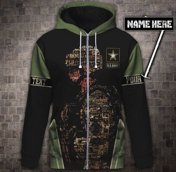 ARMY CUSTOM NAME HOODIE VT ZCB082009A01AR