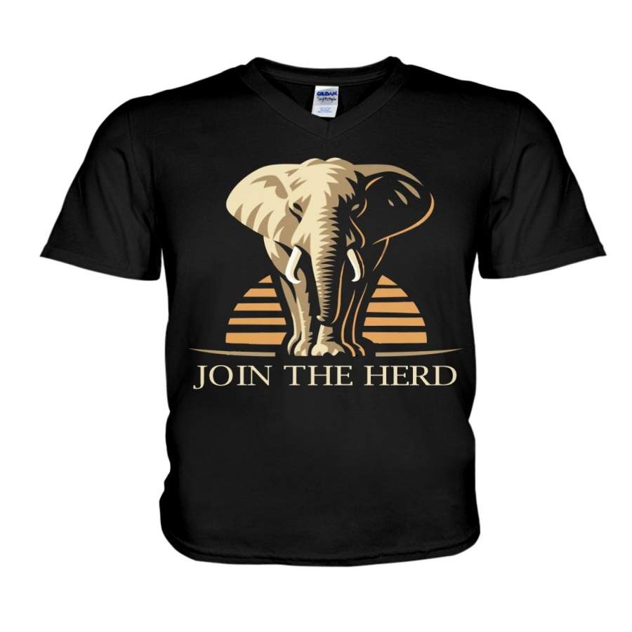 Vintage Join The Herd For Elephant Lovers Guys V-Neck