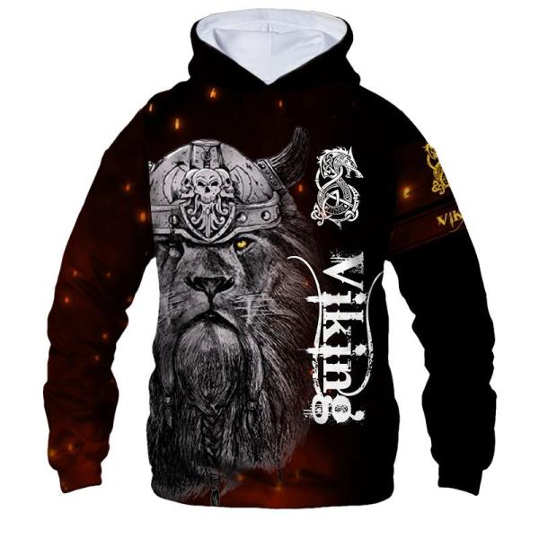 Viking Lion Warrior And Dragon 3D All Over Print Hoodie