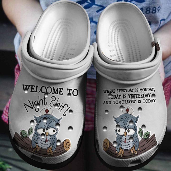 Nurse Personalized Clog, Custom Name, Text, Color, Number Fashion Style For Women, Men, Kid, Print 3D Night Shift Nurse