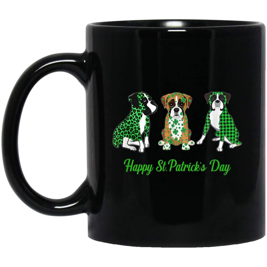 Boxer happy st patricks day green leopard plaid gift Mug