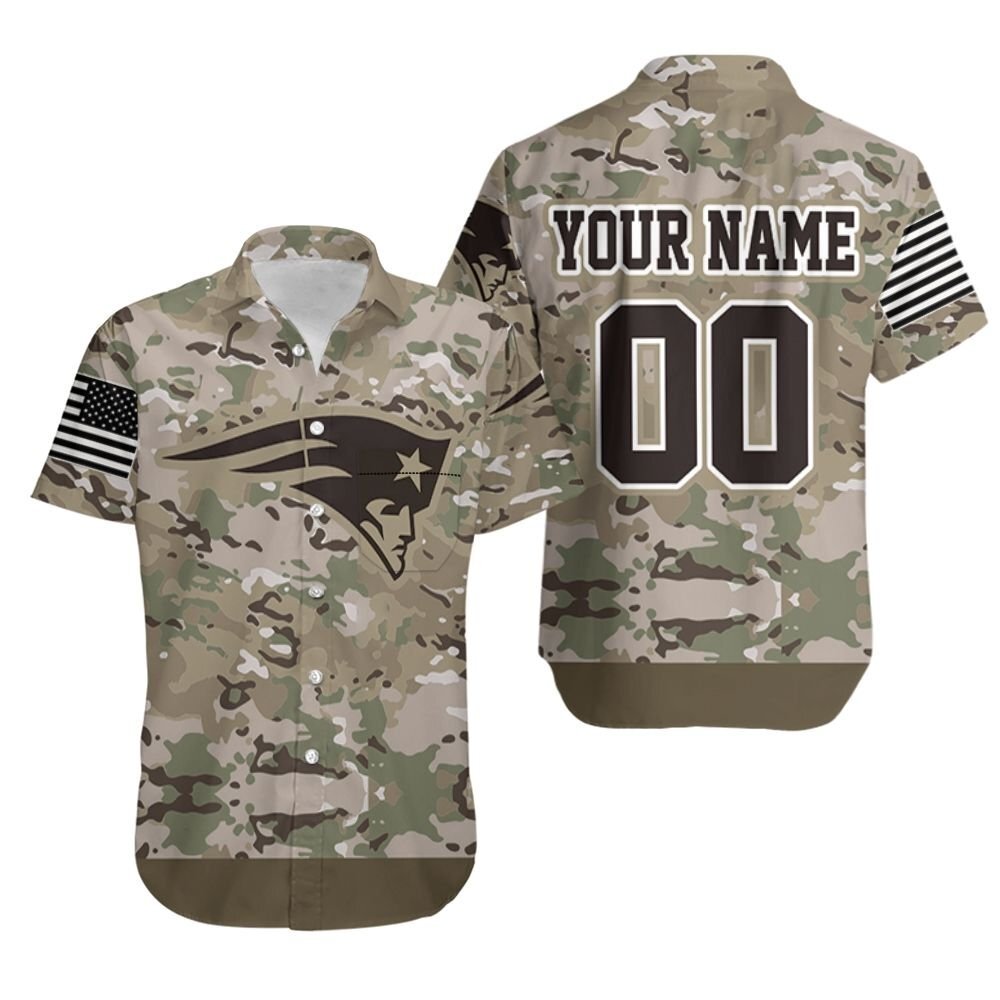 New England Patriots Camouflage Veteran Personalized Hawaii Shirt Ha3467