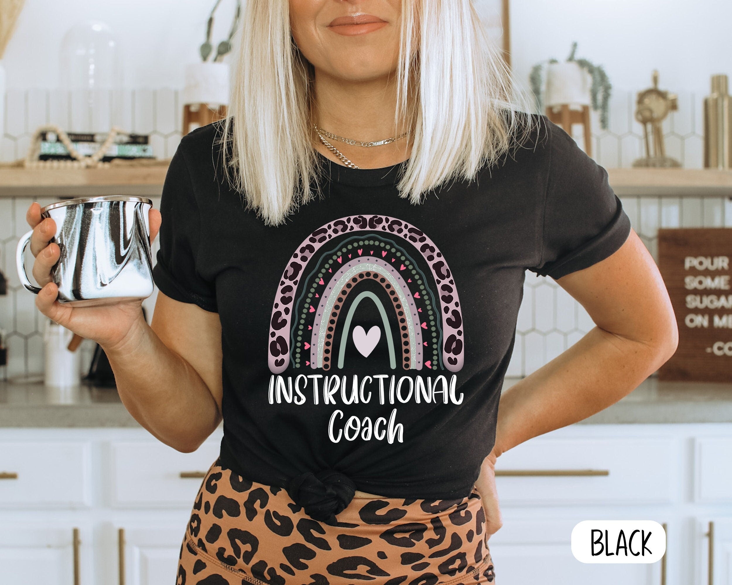 Classic T-Shirt For Educational Assistant Instructional Coach Boho Leopard Rainbow Shirt Gifts For Back To School