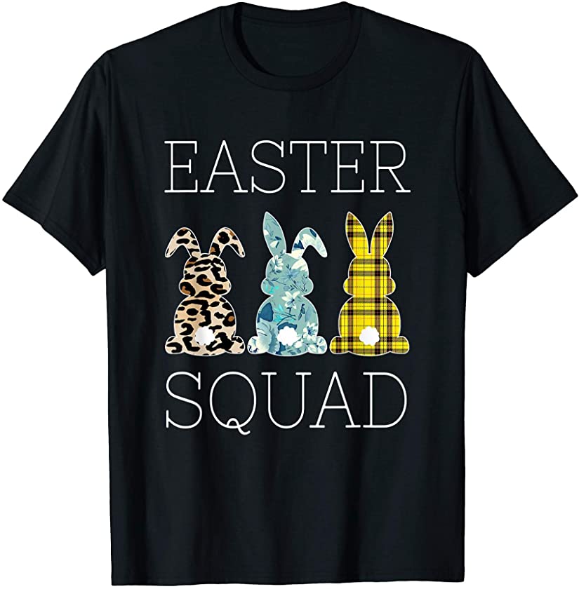 Easter Leopard Floral Plaid Bunny Squad for Easter Squad T-Shirt