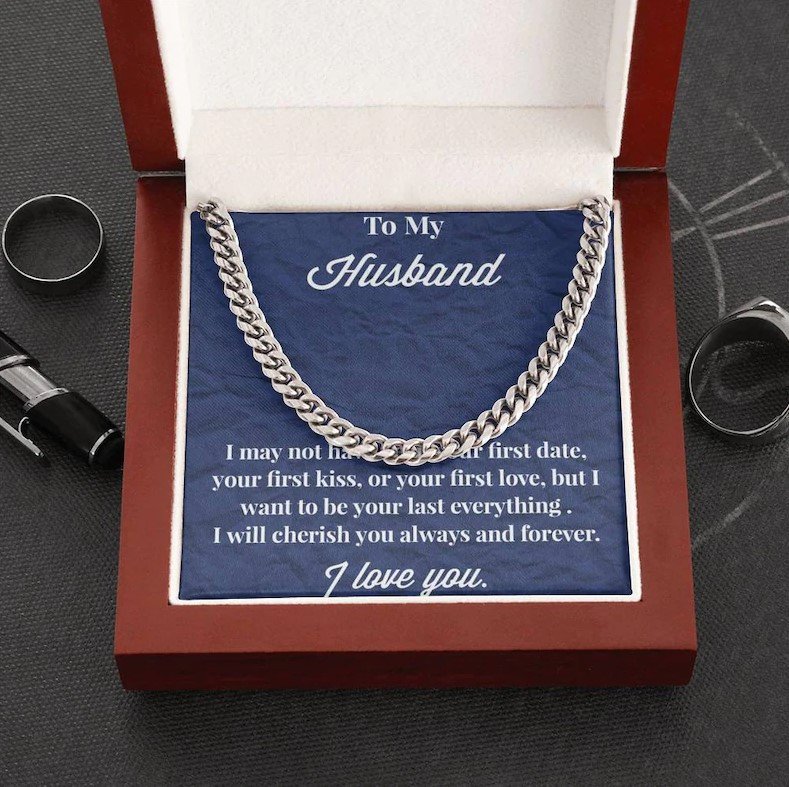 Valentines Day Gifts For Him, Cuban Necklace For Husband, I Cherish You Always And Forever