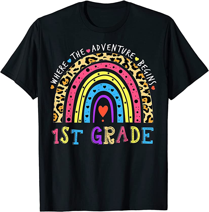 1st Grade Leopard Boho Rainbow T-Shirt