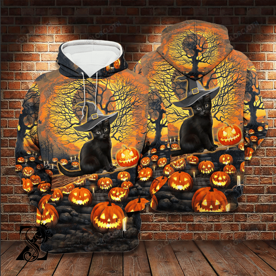 Black Cat Halloween 3D Printed Shirt Tv056038