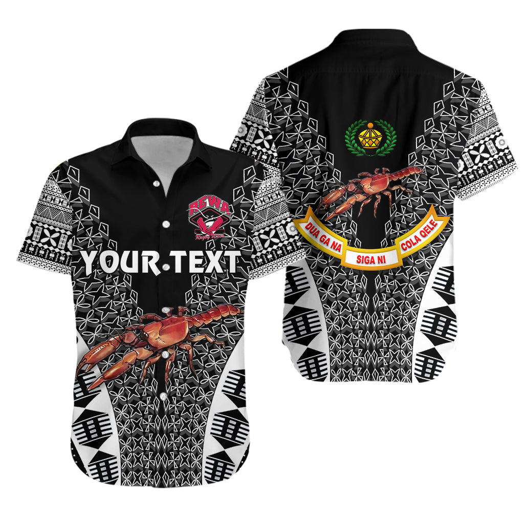 (Custom Personalised) Fiji Rewa Rugby Union Hawaiian Shirt Tapa Style – Black Lt8