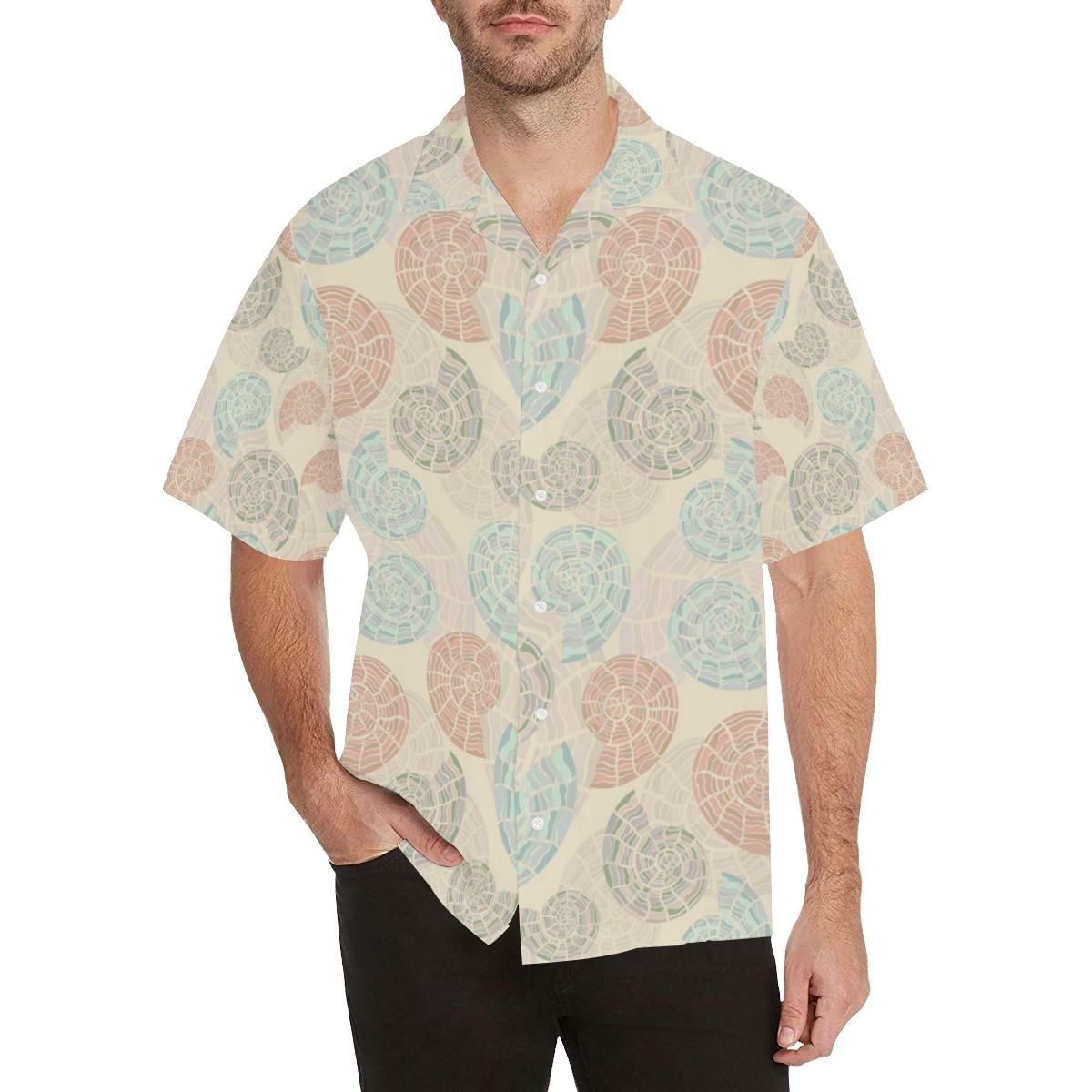 Shell Pattern Men’s All Over Print Hawaiian Shirt