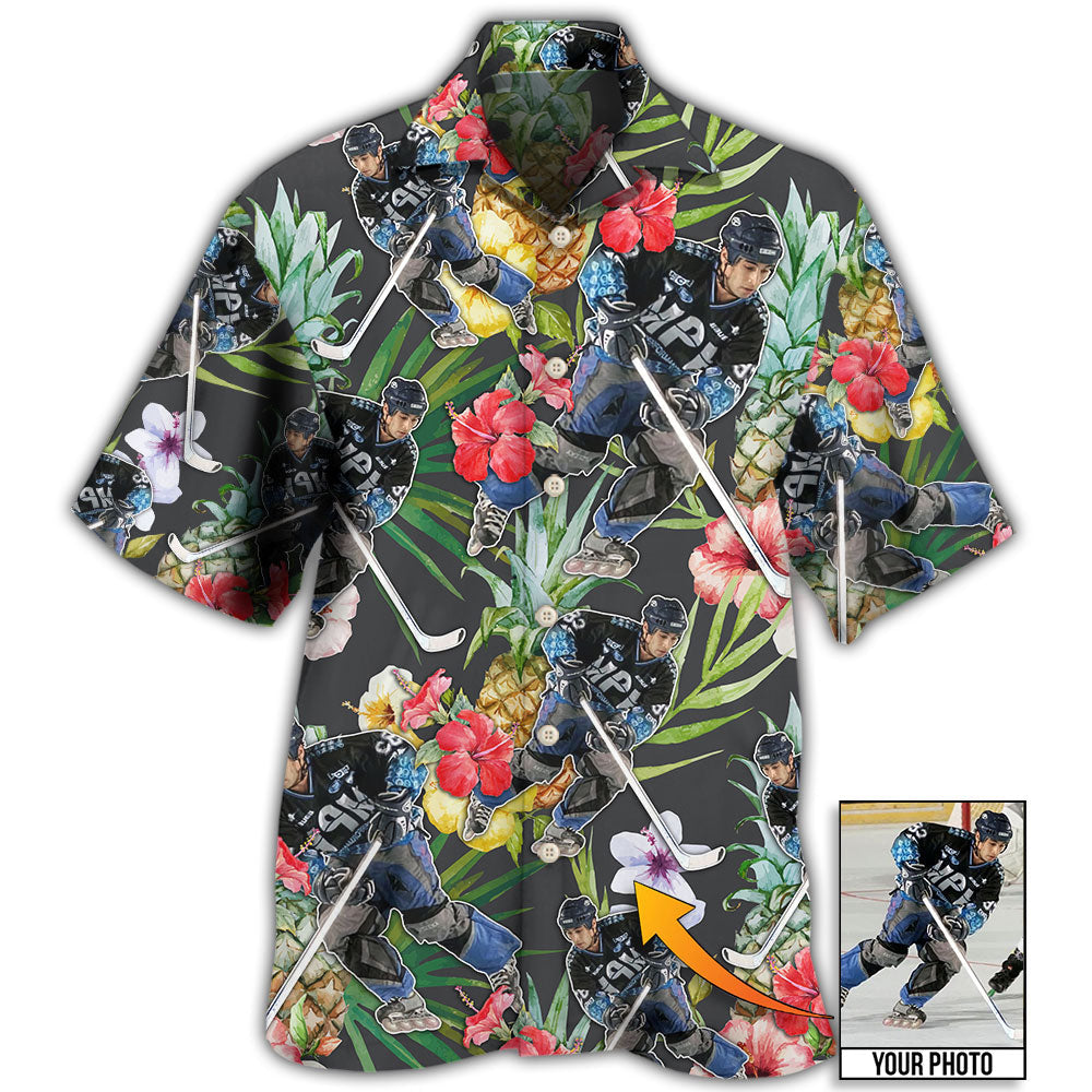 Hockey Tropical Flower Pineapple Custom Photo Hawaii Shirt Ha16696