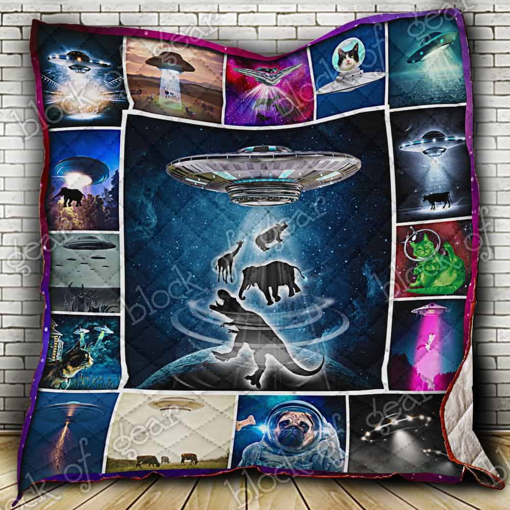 Animal UFOs Elephant Galaxy Space Quilt Blanket