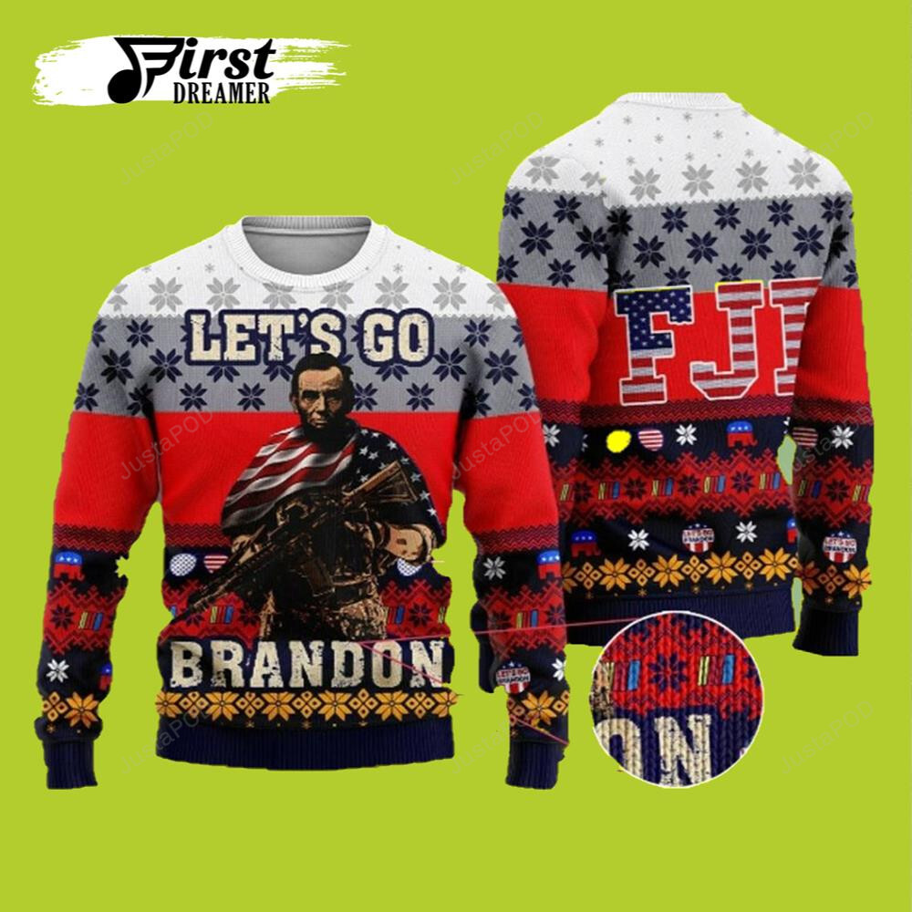 Lets Go Brandon Fjb Anti Liberal Abraham Lincoln Ugly Sweater