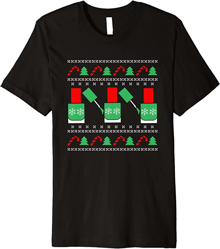 Ugly Christmas Nail Artist X-Mas Santa Claus New Year Nails Premium T-Shirt