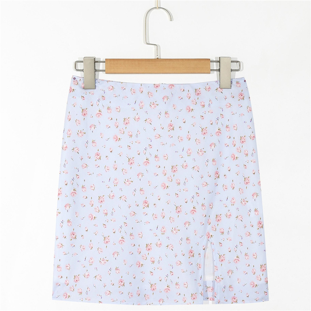 Summer 2022 casual korean fashion skirt pink floral mini skirts high waisted vintage clothes buttoms split skirt elegant purple alx