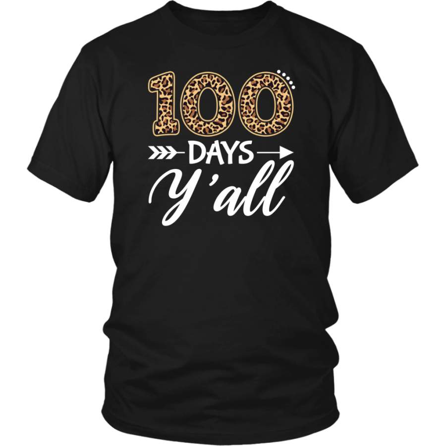 100 Days Y’all Leopard Plaid Teacher or Student 100th Day of school shirts