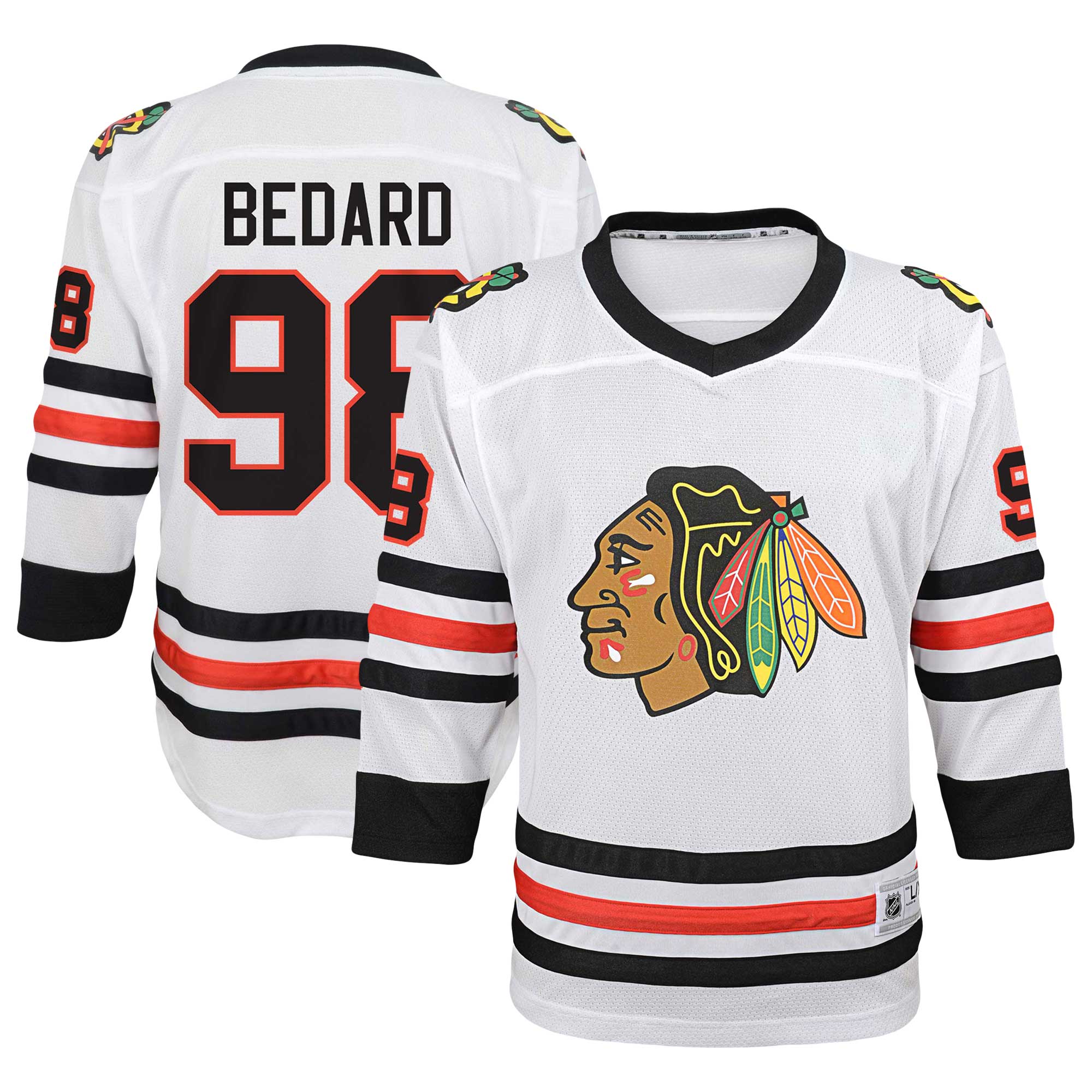 Connor Bedard Chicago Blackhawks Youth Away Replica Player Jersey – White