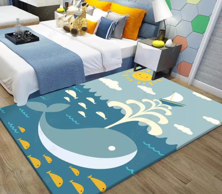 3D Cartoon Ocean Whale Non-Slip Rug Mat 32